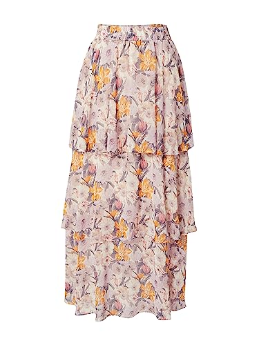 Kaffe Damen Women A-Line KAsorita Maxi Skirt Rock, Beige/Pink/Orange Flower, 34 von KAFFE