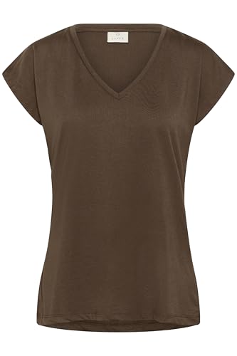 Kaffe Damen Women's Basic Classic Design with V-Neck Super Soft t Shirt, Mustang, S von KAFFE