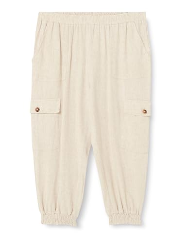 Kaffe Damen Women's Capri Pants 3/4 Length Elastic Waist Elastic Cuffs Cargo Pockets Hose, Light Sand Linen, von KAFFE