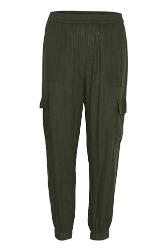 Kaffe Damen Women's Cargo Pants Elastic Waist Cropped Length Regular Fit Elastic Cuffs Hose, Forest Night, von KAFFE