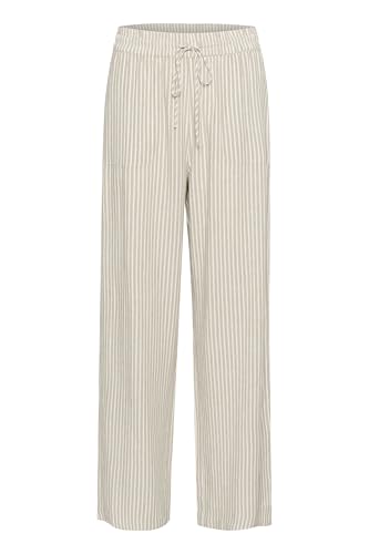 Kaffe Damen Women's Casual Pants Elastic Waist Wide Legs Full-Length Pockets Hose, Chinchilla/Chalk Stripe, Kaffe Damen Women's Casual Pants Elastic Waist Wide Legs Full-Length Pockets Hose, Chinchilla/Chalk Stripe, von KAFFE