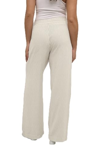 Kaffe Damen Women's Casual Pants Elastic Waist Wide Legs Full-Length Pockets Hose, Chinchilla/Chalk Stripe, Kaffe Damen Women's Casual Pants Elastic Waist Wide Legs Full-Length Pockets Hose, Chinchilla/Chalk Stripe, von KAFFE