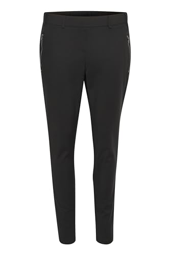 Kaffe Damen Women's Casual Pants Zipper Pockets High-Waisted Elastic Waist Slim Fit Hose, Black deep, von KAFFE
