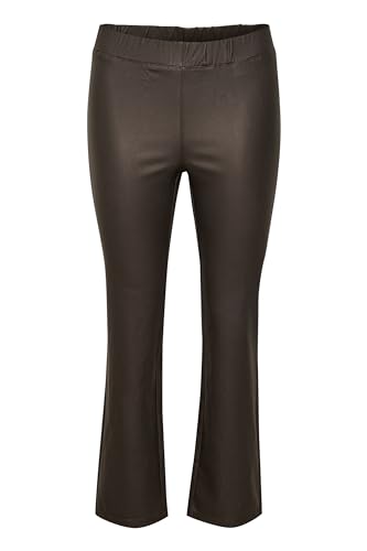 Kaffe Damen Women's Faux Leather Trousers Jeggings with Pockets Slim Fit Wide Legs Hose, Java, 42 von KAFFE