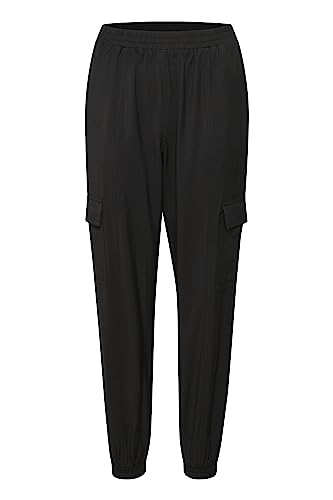 Kaffe Damen Women's Jog Pants Cargo Pockets High-Waisted Elastic Waist Regular Fit Hose, Black Deep, 42 von KAFFE