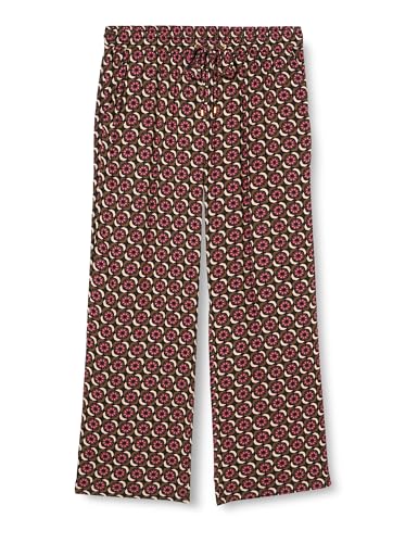 Kaffe Damen Women's Pants High-Waisted Wide Legs Printed Full-Length Regular Fit Hose, Shoking Pink Graphic Print, von KAFFE