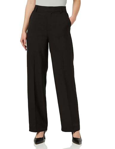 Kaffe Damen Women's Trousers High-Waisted Wide Legs Full Length Suit Pants Press Folds Hose, Black Deep, von KAFFE