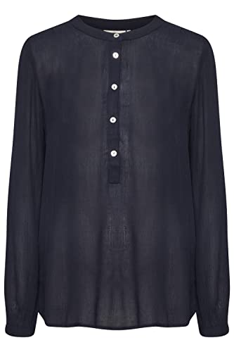 KAFFE Langarm-Bluse Karla Damen Bluse Amber Langarm Shirt Elegant V Ausschnitt Henley Stil 38, Midnight Marine von KAFFE