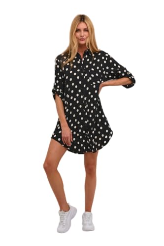 KAFFE Langarm - Hemd KAvivian Damen Hemd 3/4 Arm Polka Dots Hemdbluse Knopfleiste Black deep/50003 S/M von KAFFE