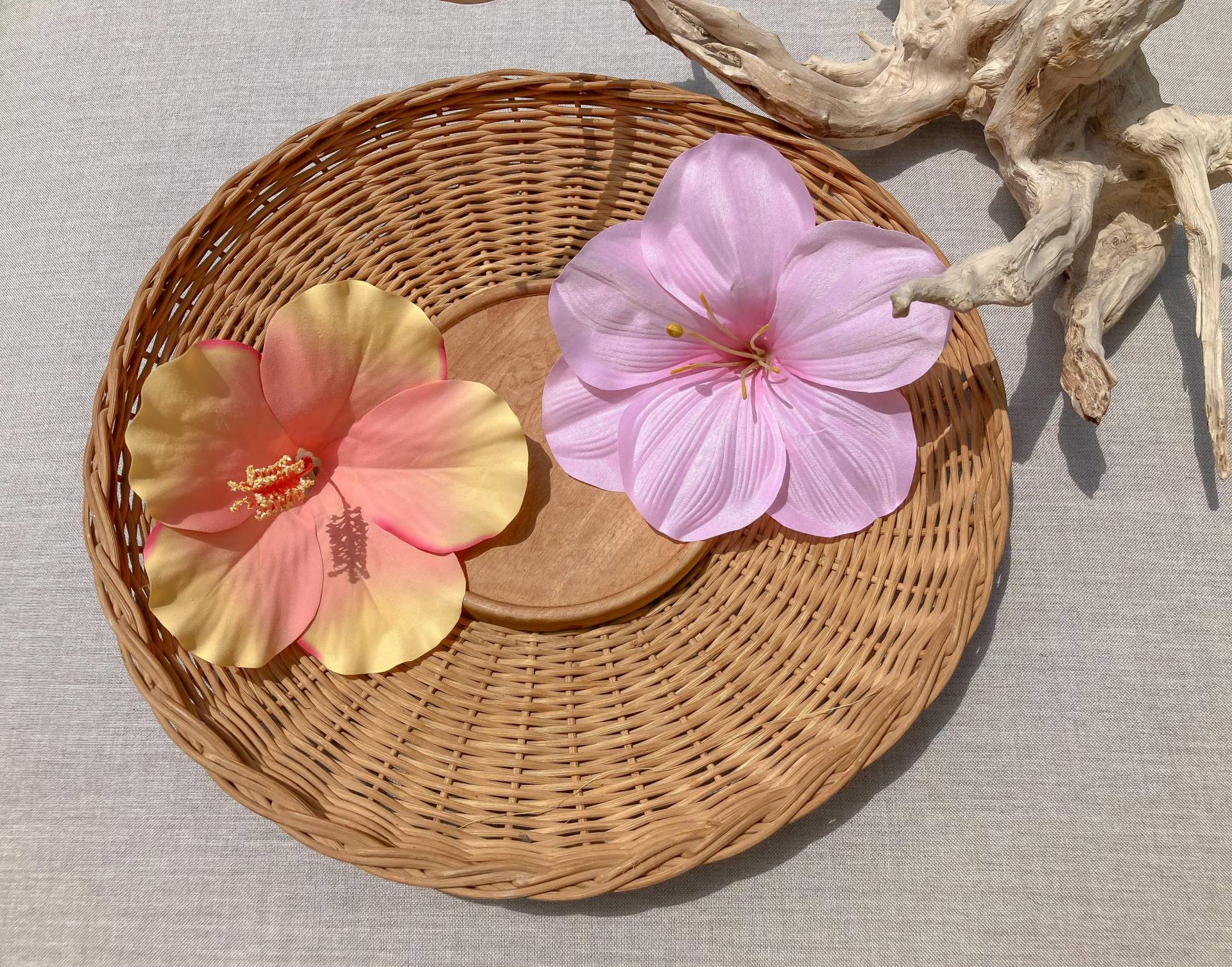 Rosa Und Pink Grapefruit Hibiskus Faux Blume Haarspange Clip Rosa Und Pink Grapefruit Hibiskus Faux Blume Haarspange Clip von KAGEStudio