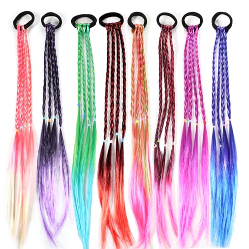 KAGNAL Haarverlängerung, bunt, mit Gummibändern, Pferdeschwanz-Haarverlängerung für Mädchen, Haar-Zubehör, buntes Kunsthaar, mehrfarbig KAGNAL Haarverlängerung, bunt, mit Gummibändern, Pferdeschwanz-Haarverlängerung für Mädchen, Haar-Zubehör, buntes Kunsthaar, mehrfarbig von KAGNAL