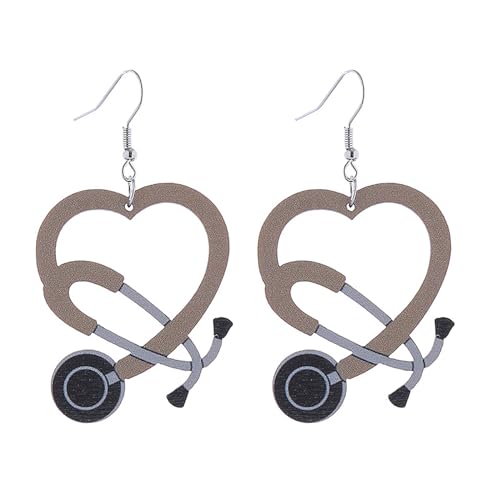 1 Paar Herzkrankenschwester Tag Ohrringe Holz Dangle Stylish Drop Stethoskop Geschenk Für Profis Date Night Ohrringe von KAHDGSS