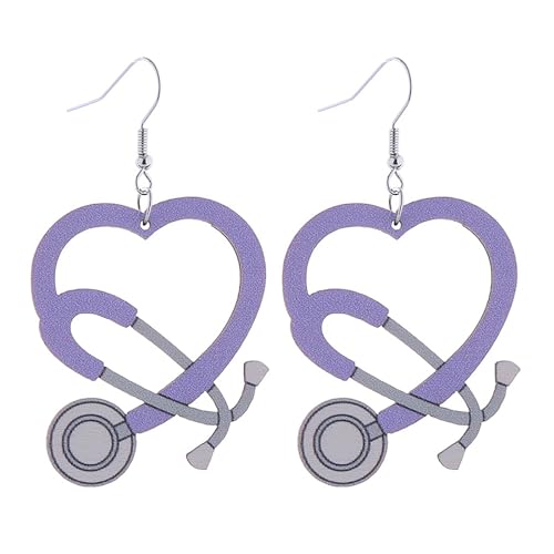 1 Paar Herzkrankenschwester Tag Ohrringe Holz Dangle Stylish Drop Stethoskop Geschenk Für Profis Date Night Ohrringe von KAHDGSS