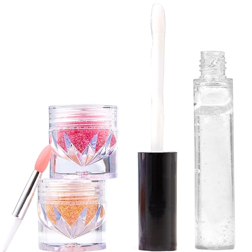2 Farben Glitzer Lippenset Lipglitzer Funkelter Lippenstift Dauerhafte Lippen Make Up Pulver Pulver Set Lippenstift Für Frauen von KAHDGSS