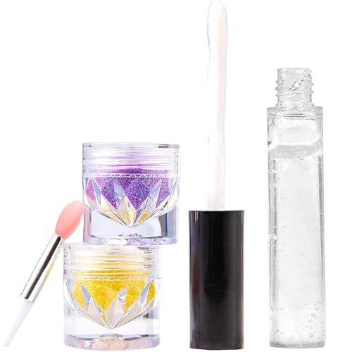 2 Farben Glitzer Lippenset Lipglitzer Funkelter Lippenstift Dauerhafte Lippen Make Up Pulver Pulver Set Lippenstift Für Frauen von KAHDGSS