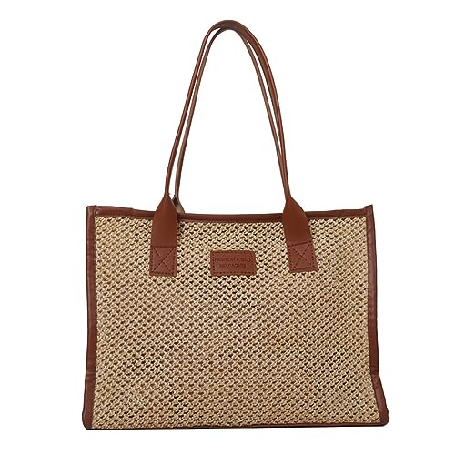 2023 Neue Lässige Handtaschen Stroh Gewebte Einkaufstasche Großkapazität Einkaufsschulter Schulter Lady Geldbeutel Für Frauen Mädchen Große Kapazität Handtasche von KAHDGSS