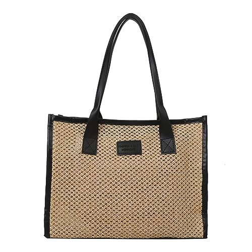 2023 Neue Lässige Handtaschen Stroh Gewebte Einkaufstasche Großkapazität Einkaufsschulter Schulter Lady Geldbeutel Für Frauen Mädchen Große Kapazität Handtasche von KAHDGSS