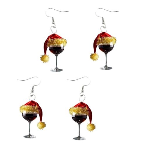 2pairs Weihnachtshut Weinglas Ohrringe Kreative Designs Festliches Thema Ohrhaken Leicht Bequem Für Kleidung Robuste Ohrringe von KAHDGSS