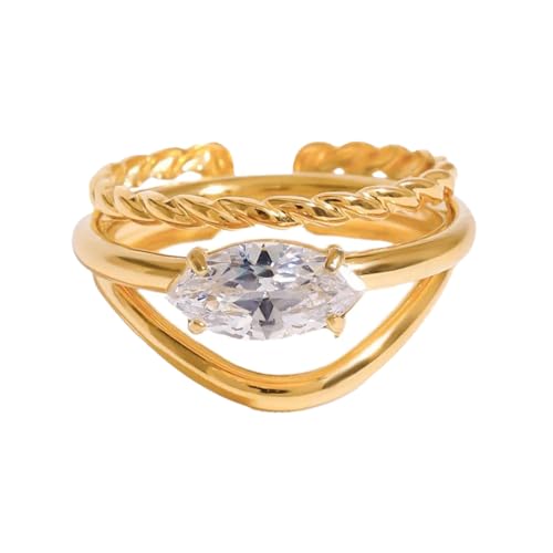 3pcs Moderne 18k Goldfarbe Verstellbare Ringe Accessoires Für Alltägliche Kleidung Mode Handgefertigtes Party Schmuck Fashion Party von KAHDGSS