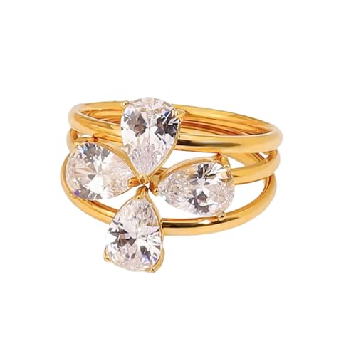 3pcs Moderne 18k Goldfarbe Verstellbare Ringe Accessoires Für Alltägliche Kleidung Mode Handgefertigtes Party Schmuck Fashion Party von KAHDGSS