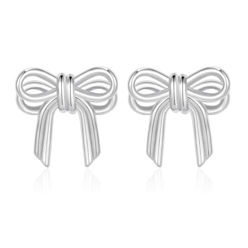 Einfache Elegante Ohrstudelstud Metal Bowknot Ohrringe Mode Piercing Temperament Schmuck Geschenk Für Frauen Mädchen Doppelschicht Bowknot Statement Für Frauen von KAHDGSS