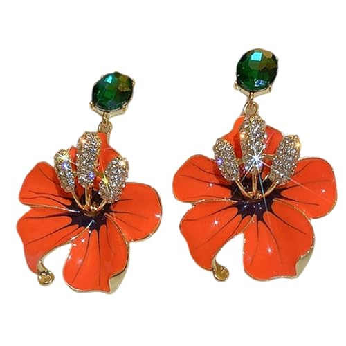Elegante Blumenischen Ohrringe Mode Ohrnadel Kupferohrschstene Statement Ohrringe Kreativer Schmuck Für Frauen Mädchen Mit Strasssteinen von KAHDGSS