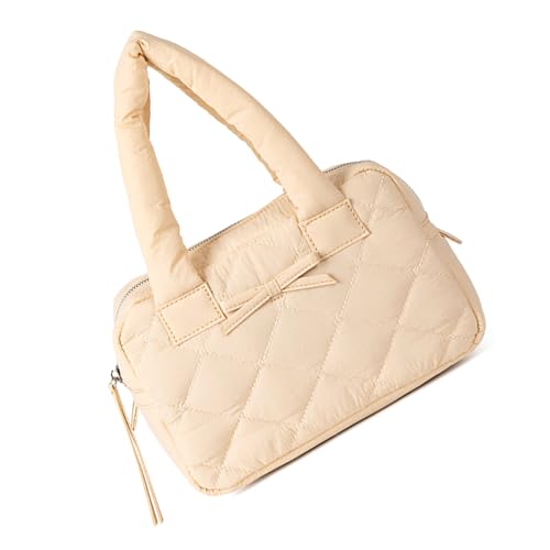 Elegante Pendler Nylon Kleine Handtasche Mit Schleifen Und Gesteppten Plaids Muster Solid Color Shopper Geldbeutel Für Frauen Bögen Plaids Gesteppt von KAHDGSS