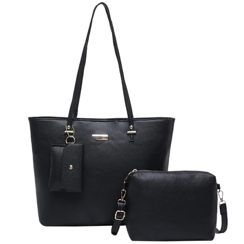 Frauen Modehandtaschen Set 3pcs Umhängetaschen Große Kapazität Satchel Top PU Leder Crossbody Taschen PU Leder Geldbeutel von KAHDGSS
