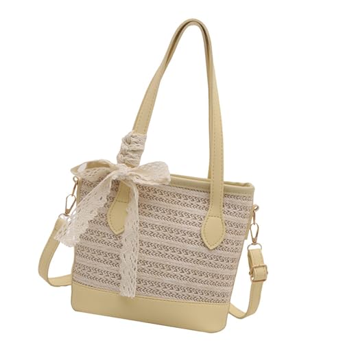 Frauen Umhängetasche Große Kapazität Crossbody Mode Strand Schöne Botenstroheimer Handtasche Frauen Strand Große Kapazität Schulter Stroh Crossbody Eimer von KAHDGSS