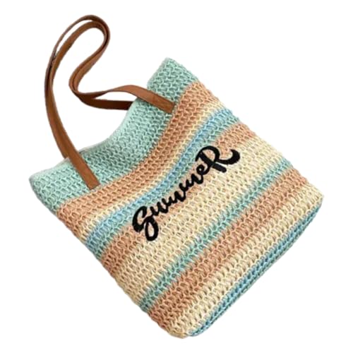 Große Kapazität Strandtasche Mit Auffälligen Regenbogen Gewebten Design Urlaub Schulter Tasche Für Outdoor Aktivitäten Natürliche Gewebte Schulter von KAHDGSS