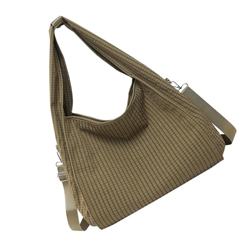 Große Kapazität Umhängetasche für Frauen in trendigem Waffeldruck Shopper Handtasche für Einkäufe Pendeln und Partys Verstellbarer Riemen Tasche, khaki, One Size von KAHDGSS