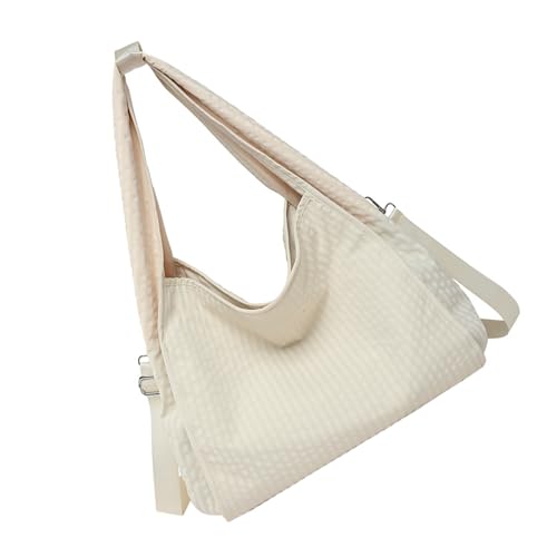 Große Kapazität Umhängetasche für Frauen in trendigem Waffeldruck Shopper Handtasche für Einkäufe Pendeln und Partys Verstellbarer Riemen Tasche, weiß, One Size von KAHDGSS