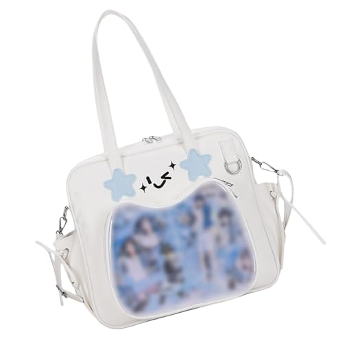 Japanisches Schulmädchen PU Leder Itabag Große Kapazität Klarer Fenster Umhängetasche Anime Pin Display Crossbody Handtasche Anime Itabag von KAHDGSS