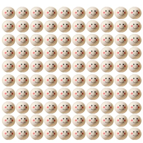 KAHDGSS 100pcs Lächelnde Gesicht Holzperlen Abstandshalter Perlen Lose Perle Für Schmuck Herstellung Von Handgefertigtem Handwerk Mit Lochzubehör Holzhandwerk von KAHDGSS