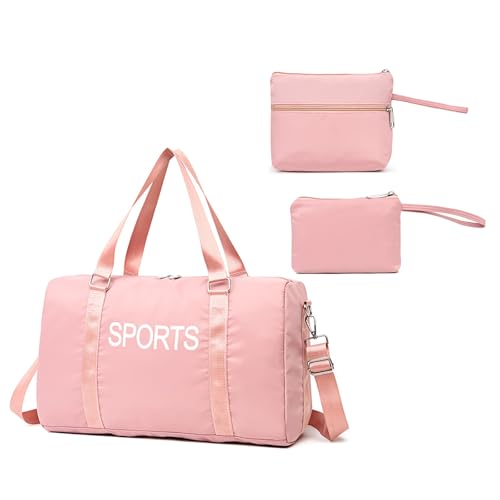 KAHDGSS 3pcs Stylish Letter Muster Gepäck Speichertasche Set Geräumige Umhängetaschen Fitness Fitness Tasche Reisehandtasche Für Frauen Geräumiges Lagergepäck von KAHDGSS