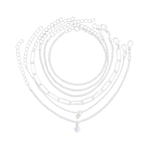 KAHDGSS 6pcs Elegante Armbänder Set Trendy Handgelenkketten Stapelbare Handkette Für Frauen Mit Zirkonia Charme Für Verschiedene Anlass Party Schmuckgeschenk von KAHDGSS