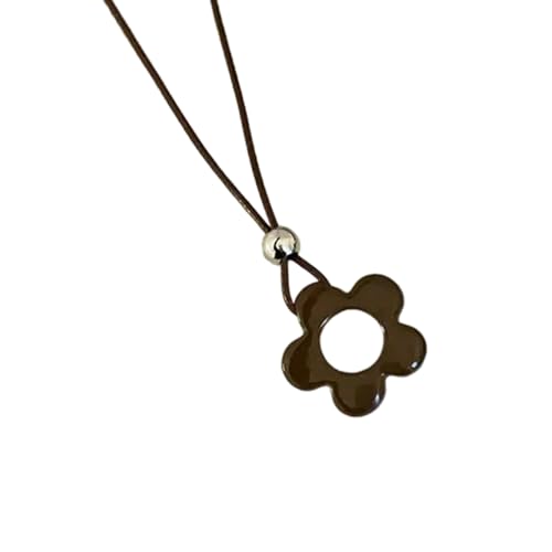 KAHDGSS Anmutige Blumen-Charm-Halskette mit verstellbarem Lederband und Harz für eine elegante Note zu jedem Outfit von KAHDGSS