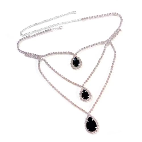 KAHDGSS Aussage Halskette Frauen Charme Multilayer Strasssteine Kristallwassertropfen Anhänger Für Tägliche Mehrschichtketten Halskette von KAHDGSS