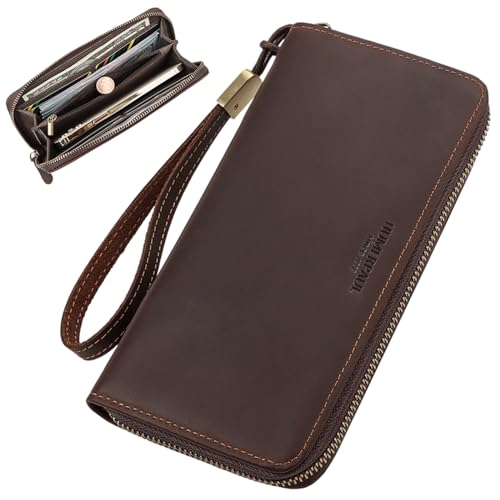 Brieftaschen Große Kapazität Beutel Geldbörsen Leder Geldbörsen Blockierende Reisepass Geldbörsen Kartenhalter Geldbörsen Für Mann Und Vater von KAHDGSS