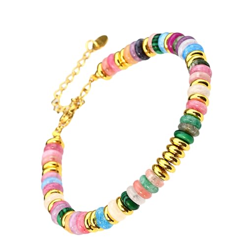 KAHDGSS Bunte Natursteinperlen Handgefertigtes Armband Mangel Wasserdichte Böhmen Böhmen Armwaden Armband Schmuck Geschenk Für Frauen Natürliche Edelsteine Armreif von KAHDGSS
