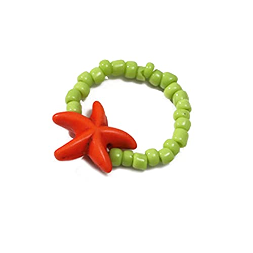 KAHDGSS Bunte Perlenringe Handgewebte Stringstarfisch Perlen Schmuck Reis Perlen Finger Schmuck Stapelringe von KAHDGSS