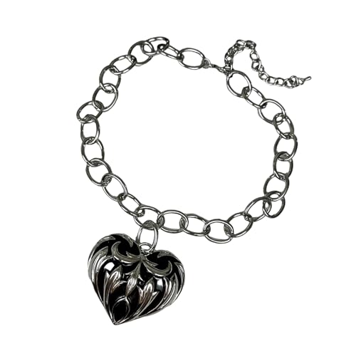 KAHDGSS Einstellbare Länge Halskette Für Frauen Vintage Heart Charm Cuban Chain Kette Halschain Accessoire Date Accessoires Cuban Link Schmuck Für Frauen von KAHDGSS