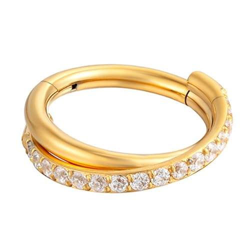 KAHDGSS Einzigartige Körper Durchdringende Ringe Gekreuzt Titanstahl Nasenringe Stylish Hoop Ohrring Frauen Accessoire Stylish Body Schmuck Einfache Doppelschicht Nasenstollen von KAHDGSS