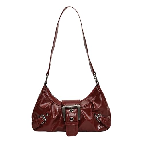 KAHDGSS Elegant Punk Inspirierte Quadratische Umhängetasche PU Leder Unterarmtaschen Satchel Geldbeutel Abendtaschen Ideal Für Profis Ruched Pu Leder von KAHDGSS