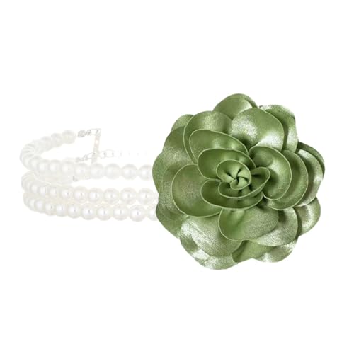 KAHDGSS Elegante Blumencharm Halskette Einstellbare Kette Für Empfindliche Haut Simulierte Perlen Heckkettenschmuck Für Frauen Lady Blumenperlen Halskette von KAHDGSS