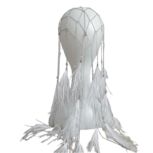 KAHDGSS Elegante Gefiederte Quasten Kopfstück Haarschmuck Styles Haarband Schmuck Für Hochzeiten Und Urlaub Festival Federstirnband von KAHDGSS