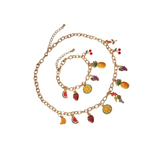 KAHDGSS Elegante Halskette mit Obst-Anhänger, einzigartiges Statement-Schmuck-Set, geeignet für den täglichen Gebrauch und festliche Veranstaltungen, Party-Schmuck-Set für Damen von KAHDGSS