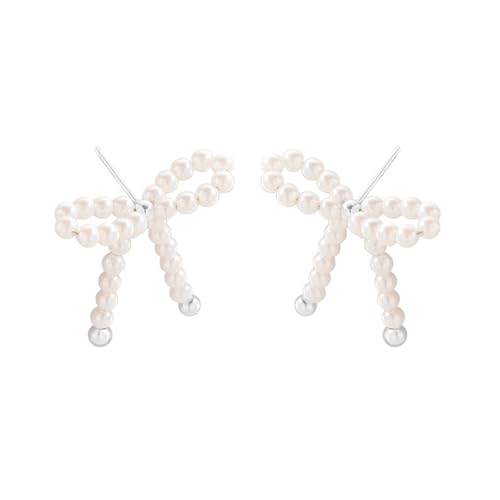 KAHDGSS Elegante Künstliche Perle Bowknot Ohrringe Halskette Verstellbare Kette Für Frauen Einzigartig von KAHDGSS