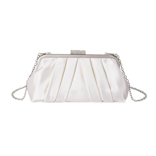 KAHDGSS Elegante Umhängetasche für Damen, modisch, plissiert, mit abnehmbarer Kette, für Cocktail-Party, Hochzeit, elegante Handtasche, Crossbody, plissierte Schulter für Hochzeit, weiß, One Size KAHDGSS Elegante Umhängetasche für Damen, modisch, plissiert, mit abnehmbarer Kette, für Cocktail-Party, Hochzeit, elegante Handtasche, Crossbody, plissierte Schulter für Hochzeit, weiß, One Size von KAHDGSS