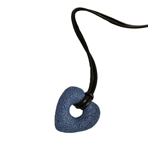 KAHDGSS Elegante Vulkanstein Herzheime Anhänger Heckketten PU Gurt Halskette Leicht Komfort Halsschmuck Accessoires Geschenk Zierziger Frauen Mode Halskette von KAHDGSS